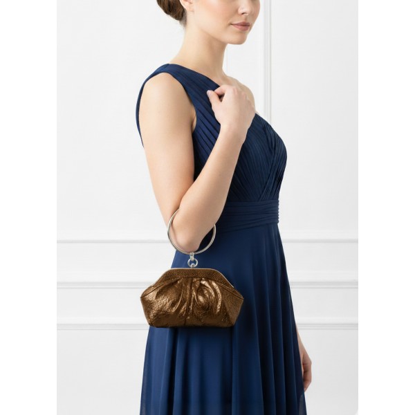 Evening Bag - Faux Snakeskin w/ Ring - Bronze - BG-90519BZ